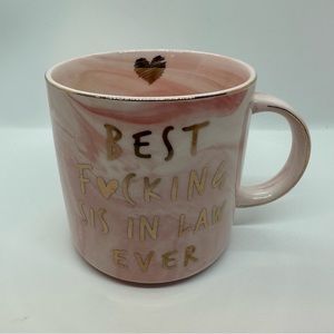 “BEST F💛CKING SIS IN LAW EVER” VILIGHT Pink Marble Ceramic Coffee Cup 11.5 Oz